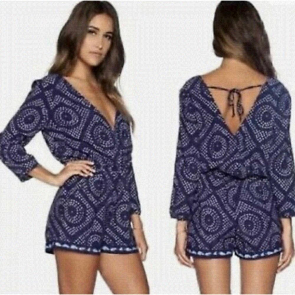 Anthropologie Sanctuary Shibori Navy Summer Romper Size S/P